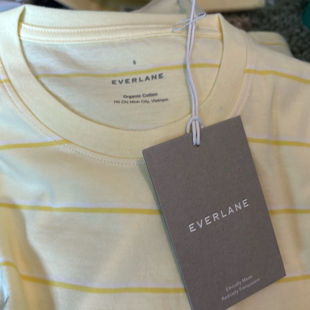 NWT Everlane Organic Cotton Short Sleeve Tee striped Shirt Women S - Picture 2 of 6